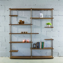 Load image into Gallery viewer, Open Eleven Shelf Industrial Pipe Bookcase