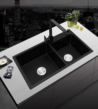 Load image into Gallery viewer, Ari - Black Nano Antibacterial Stainless Steel Double Bowl Kitchen SInk