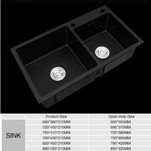 Load image into Gallery viewer, Ari - Black Nano Antibacterial Stainless Steel Double Bowl Kitchen SInk