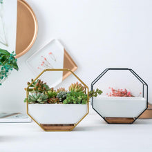 Load image into Gallery viewer, Ayla - Iron Frame Ceramic Geometric Planter