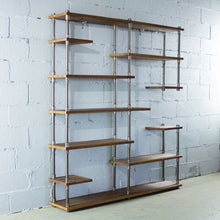Load image into Gallery viewer, Open Eleven Shelf Industrial Pipe Bookcase
