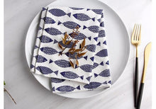 Load image into Gallery viewer, Amphitrite - Set of 6 Blue &amp; White Mediterranean Napkins
